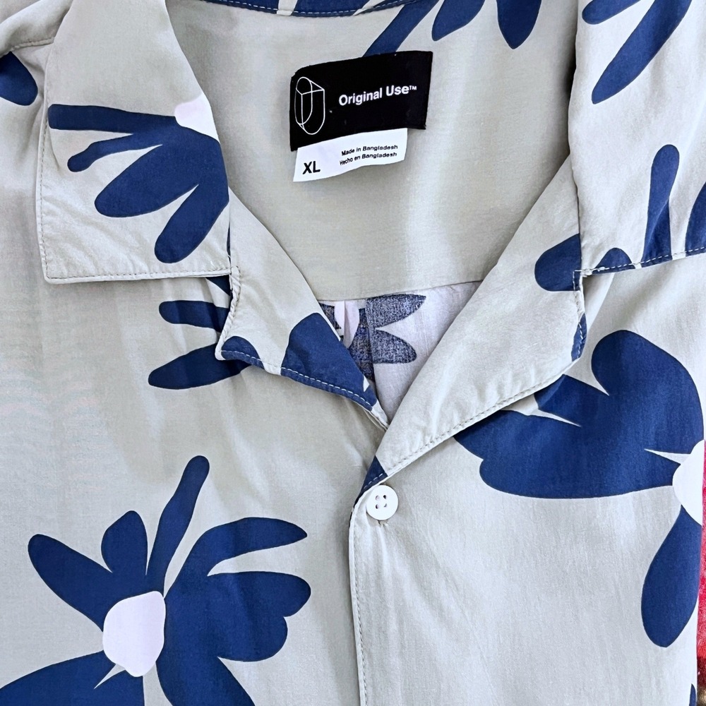 Original Use Sage Green Button Down XL Men Floral Short Sleeve Summer Beach